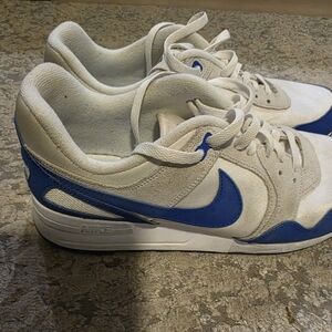 Nike White and Blue Men's Sneakers